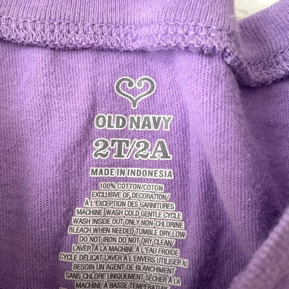 Old Navy 2T Girls Toddler Purple Long Sleeve Heart Print Shirt Cotton Thermal